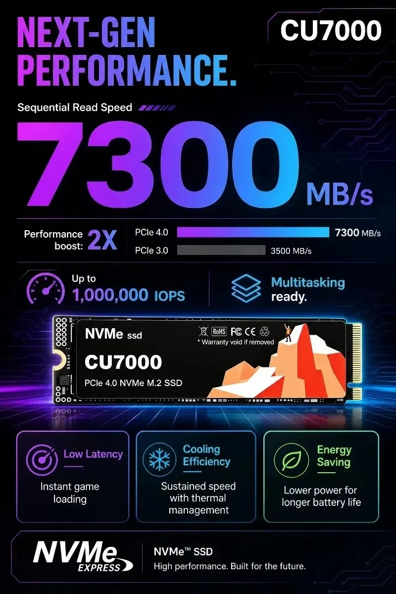 CU7000 SSD M.2 NVMe – высокоск – обзор и цена M.2 Nvme 4Tb Pcie 4.0 Ssd